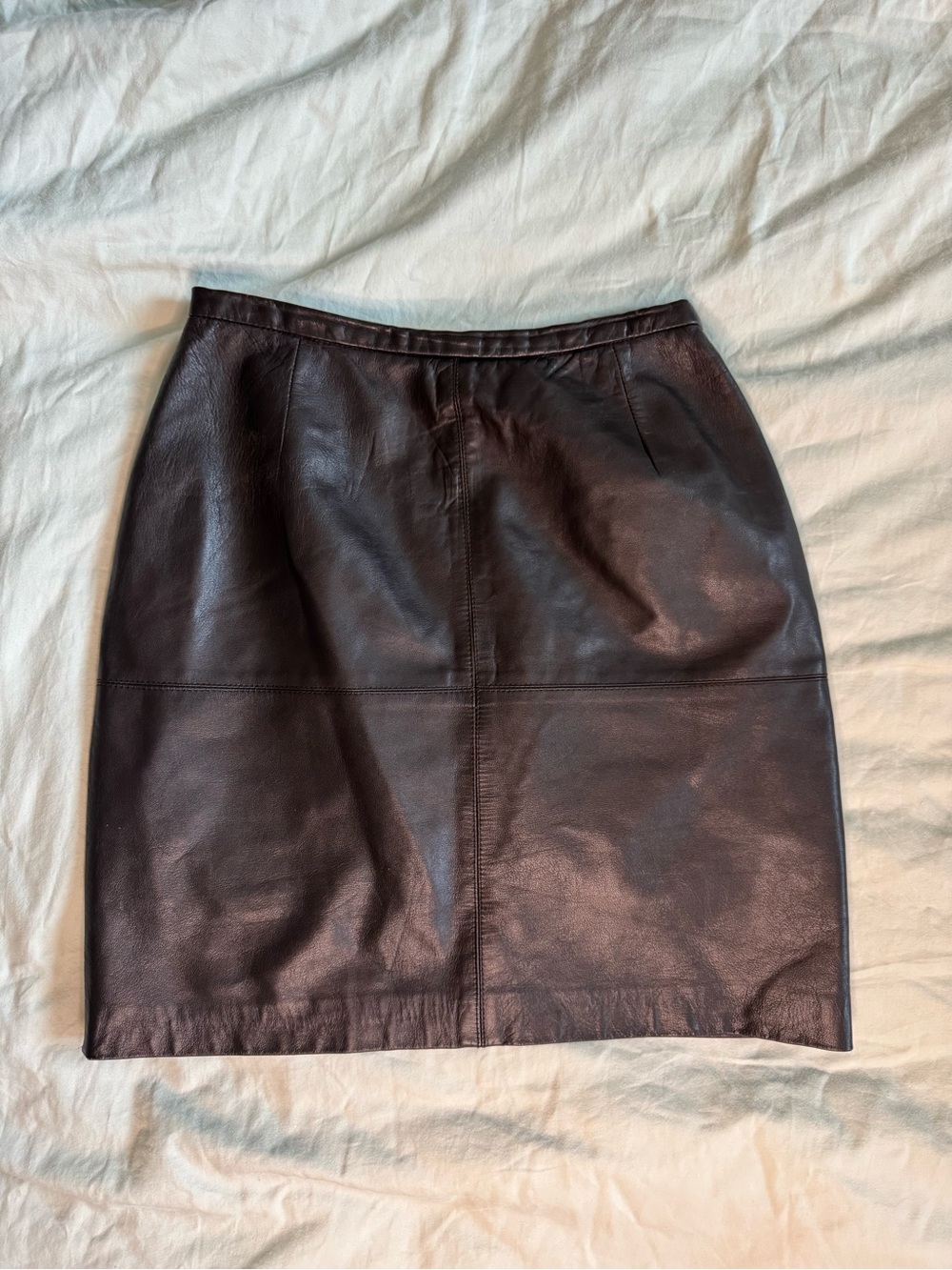 Vintage Alberto Makali 1990s-2000s Genuine Brown Leather Mini Skirt
